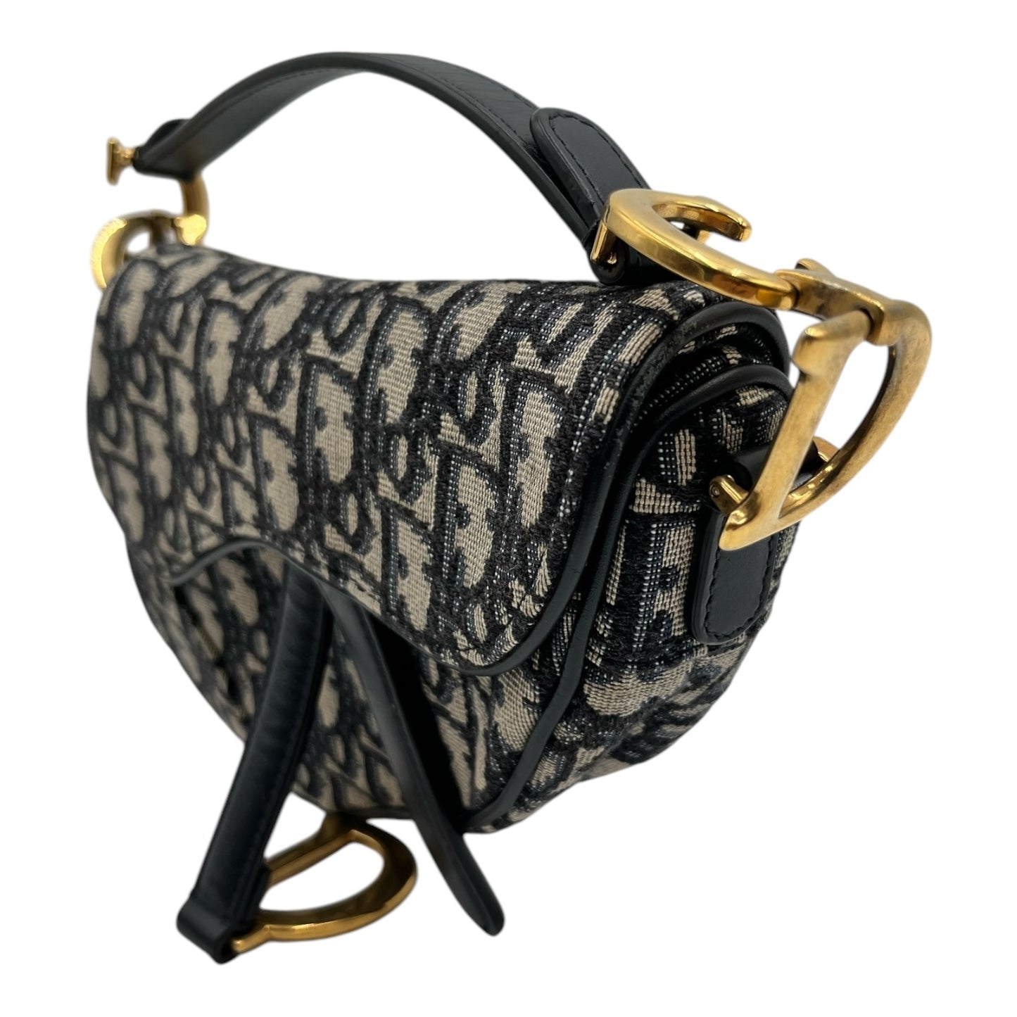 DIOR OBLIQUE JACQUARD SMALL SADDLE BAG WITH GOLD HARDWARE