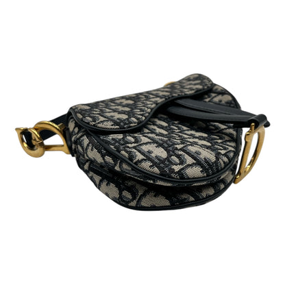 DIOR OBLIQUE JACQUARD SMALL SADDLE BAG WITH GOLD HARDWARE