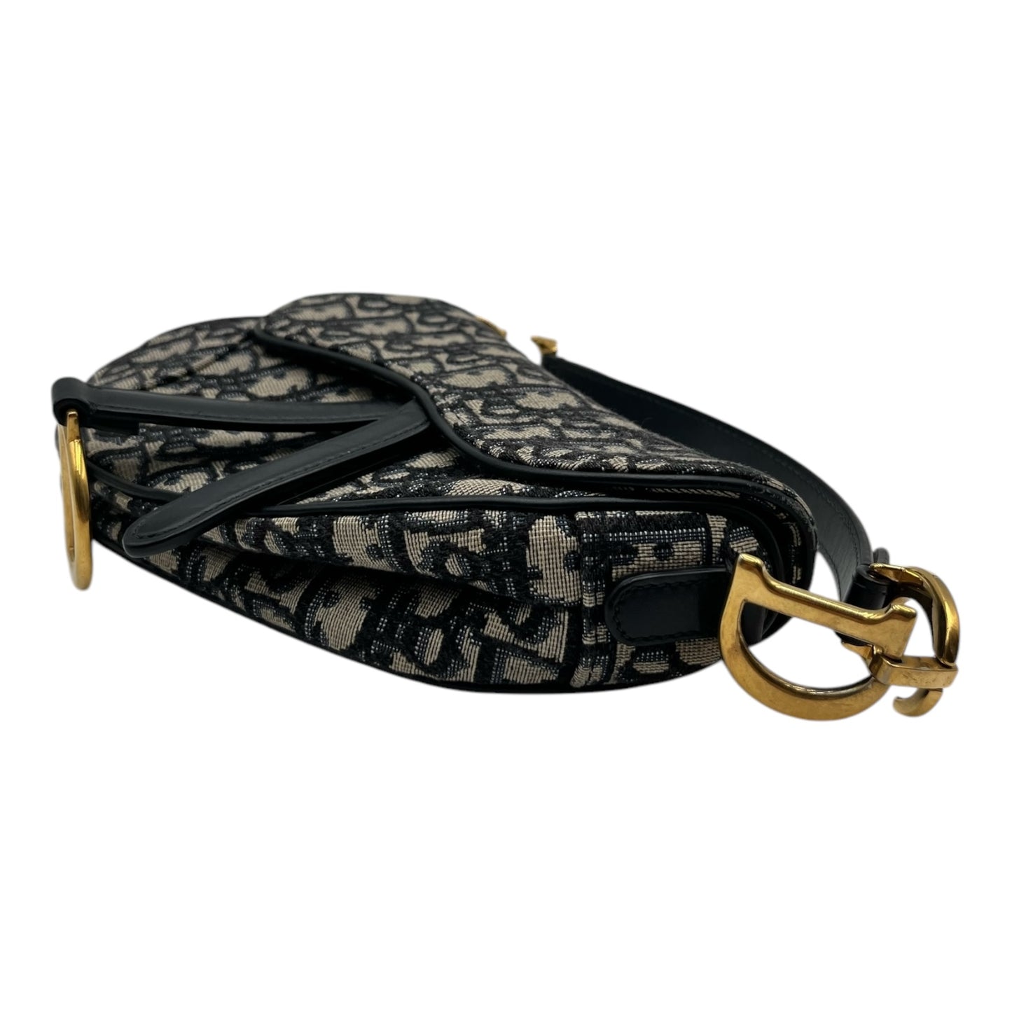 DIOR OBLIQUE JACQUARD SMALL SADDLE BAG WITH GOLD HARDWARE