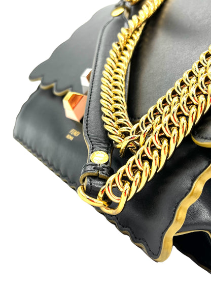 FENDI-KAN LEATHER SHOULDERBAG