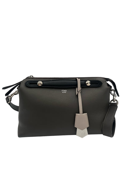 FENDI VITELLO DOLCE MEDIUM BY THE WAY BOSTON BAG CARBONE GRIGIO POLVERE