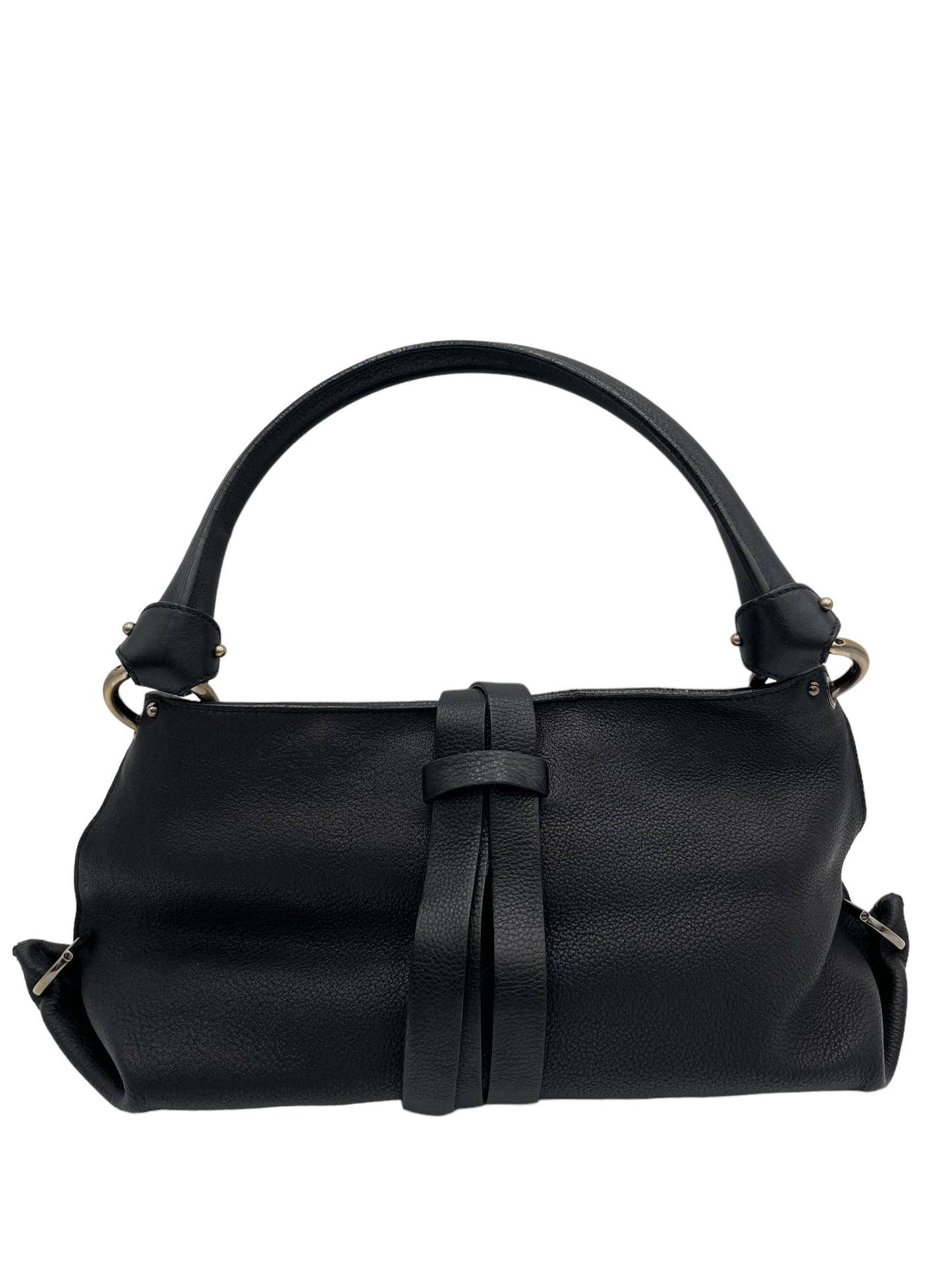 FERRAGAMO BLACK LEATHER G MEDITERRANEO SHOULDER BAG