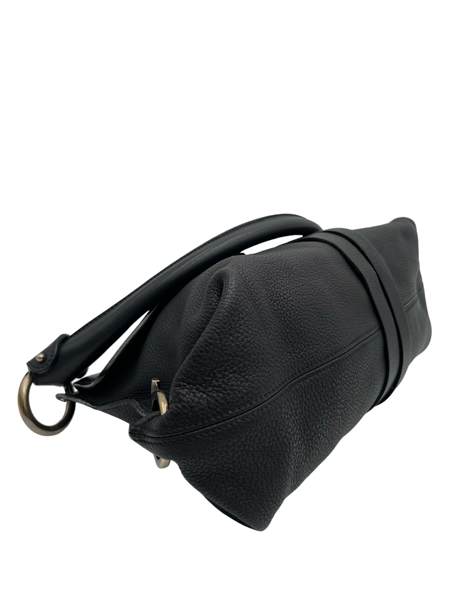 FERRAGAMO BLACK LEATHER G MEDITERRANEO SHOULDER BAG