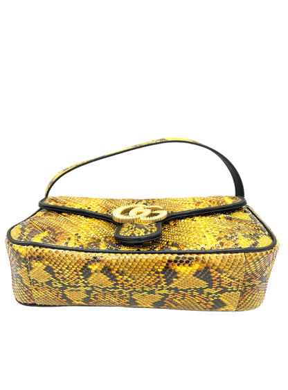 GUCCI MARMONT PYTHON CHAIN CROSSBODY IN YELLOW/BROWN/BLACK PYTHON EMBOSSED