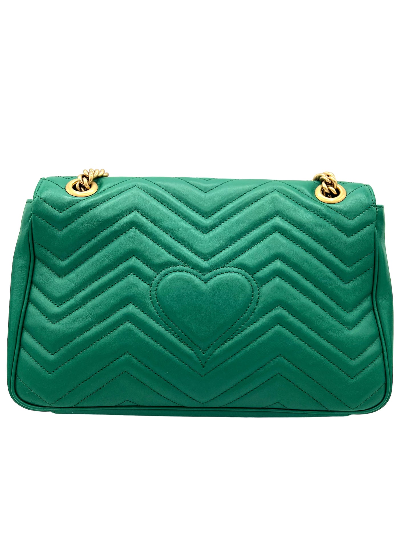 GUCCI GREEN QUILTED MARMONT BAG WITH BUTTERFLY APPLIQUE