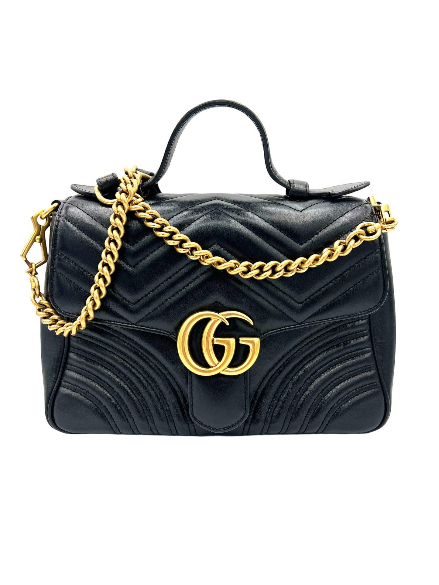 GUCCI MARMONT SMALL TOP HANDLE BLACK BAG