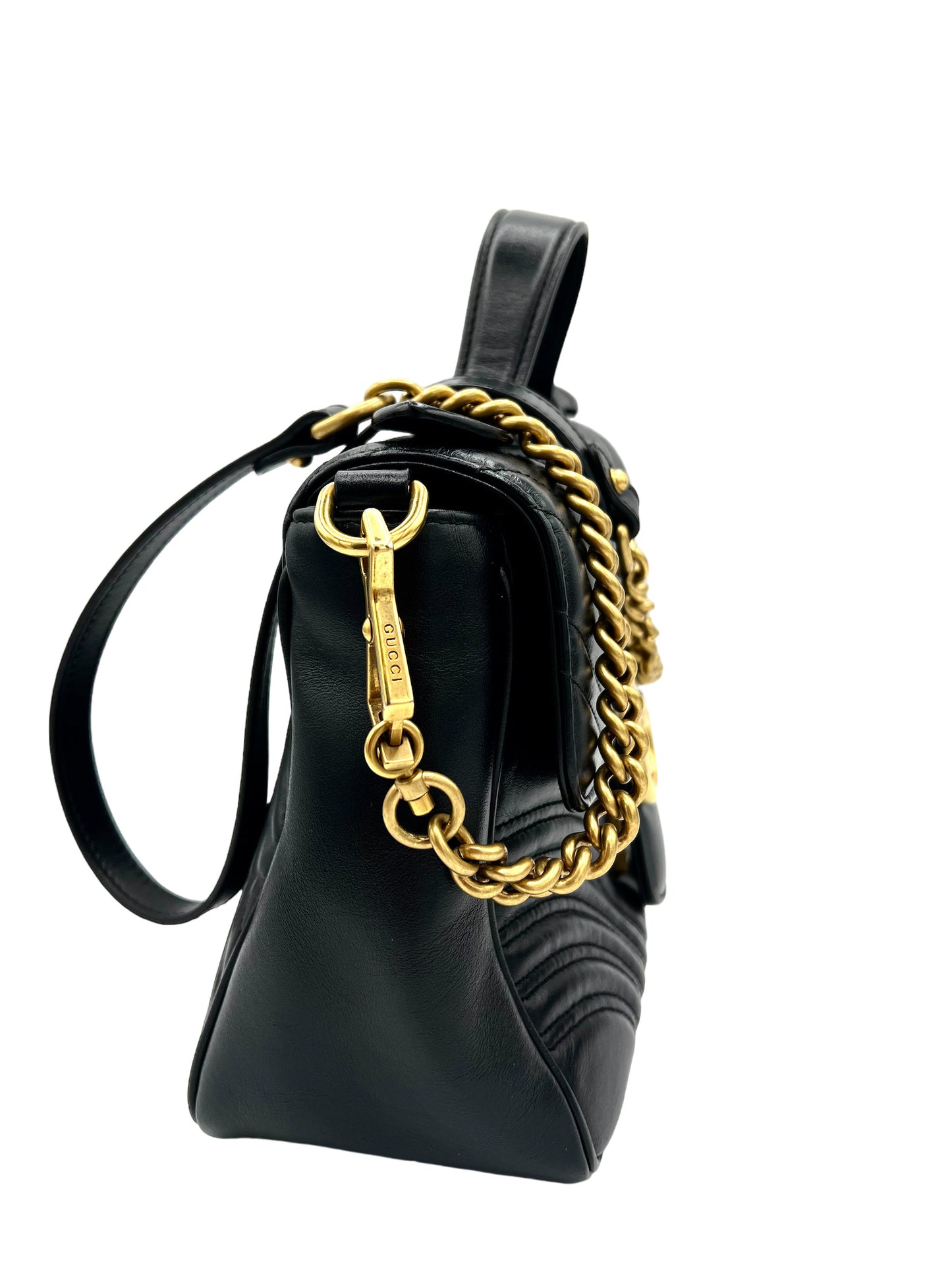 GUCCI MARMONT SMALL TOP HANDLE BLACK BAG