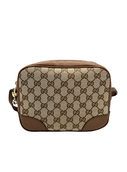 GUCCI MONOGRAM MINI BREE MESSENGER BAG BEIGE TOBACCO