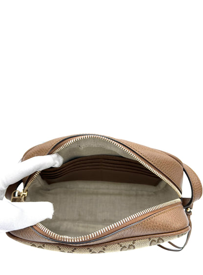 GUCCI MONOGRAM MINI BREE MESSENGER BAG BEIGE TOBACCO