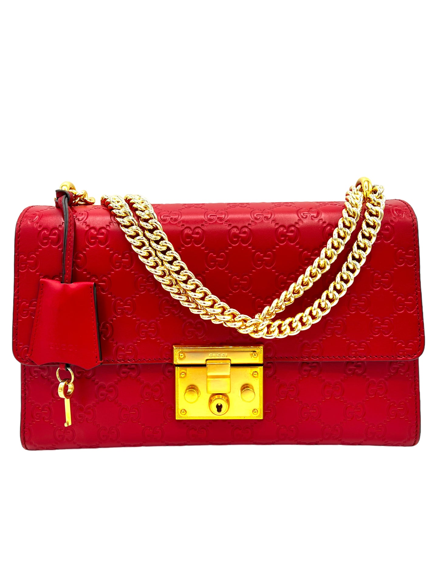 GUCCI BOLSO DE HOMBRO CON CANDADO GUCCISSIMA PIEL MEDIANO ROJO