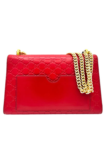 GUCCI PADLOCK SHOULDER BAG GUCCISSIMA LEATHER MEDIUM RED