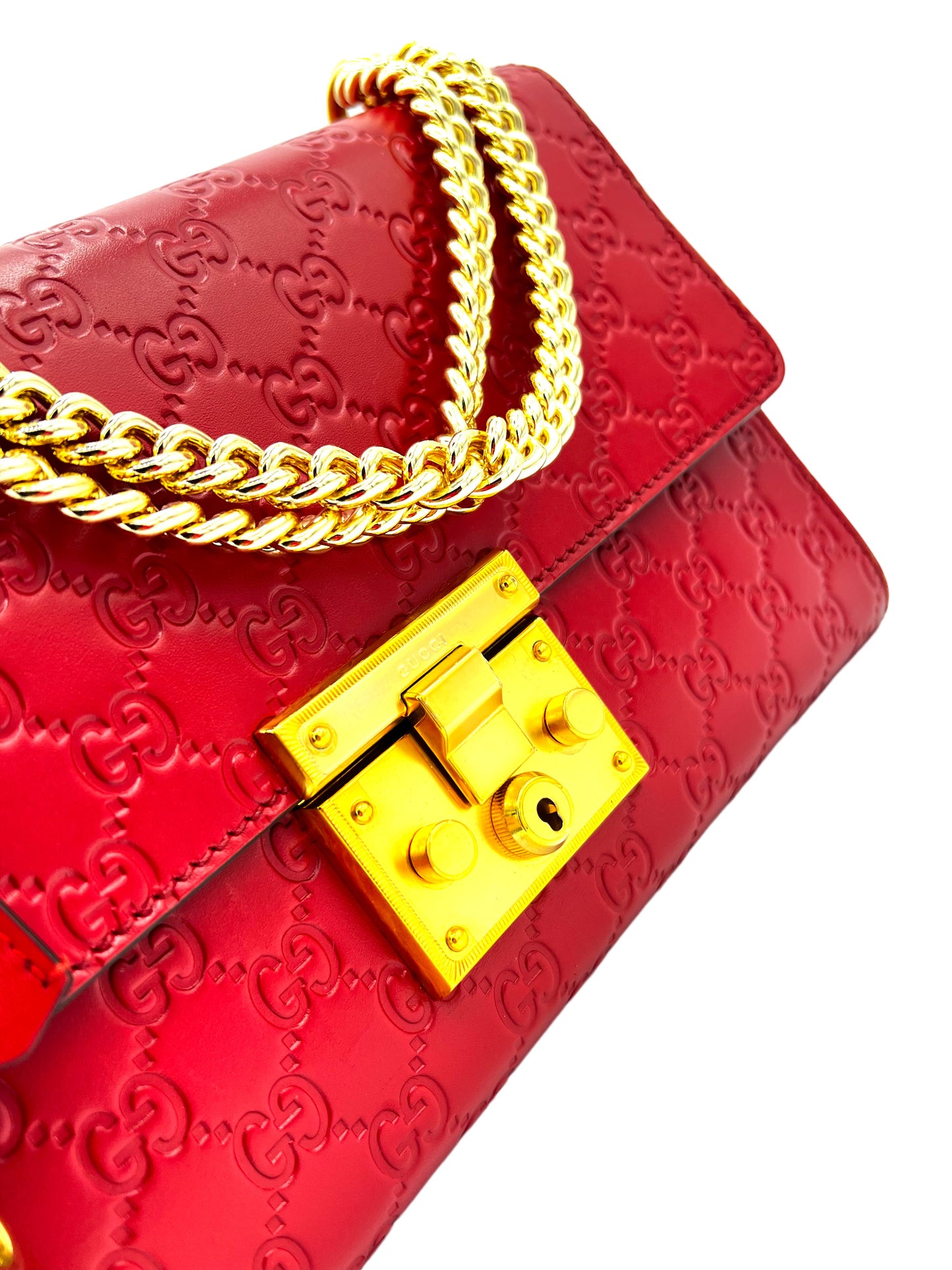 GUCCI BOLSO DE HOMBRO CON CANDADO GUCCISSIMA PIEL MEDIANO ROJO