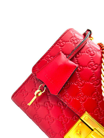 GUCCI BOLSO DE HOMBRO CON CANDADO GUCCISSIMA PIEL MEDIANO ROJO