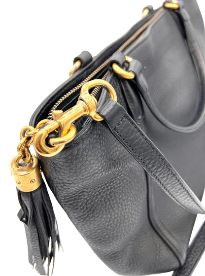 GUCCI PEBBLED CALFSKIN SOHO TOP HANDLE BAG BLACK