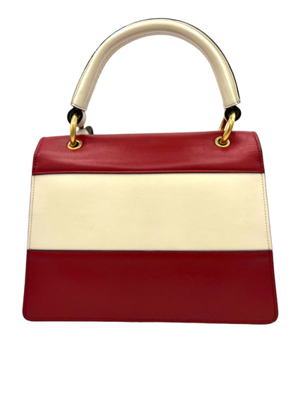 BOLSO PEQUEÑO CON ASA SUPERIOR GUCCI QUEEN MARGARET, ROJO HIBISCUS/BLANCO MÍSTICO