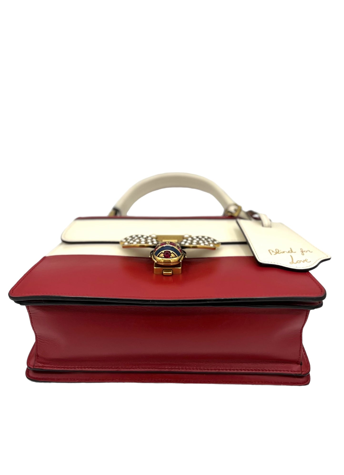 GUCCI QUEEN MARGARET SMALL TOP-HANDLE BAG, HIBISCUS RED/ MYSTIC WHITE