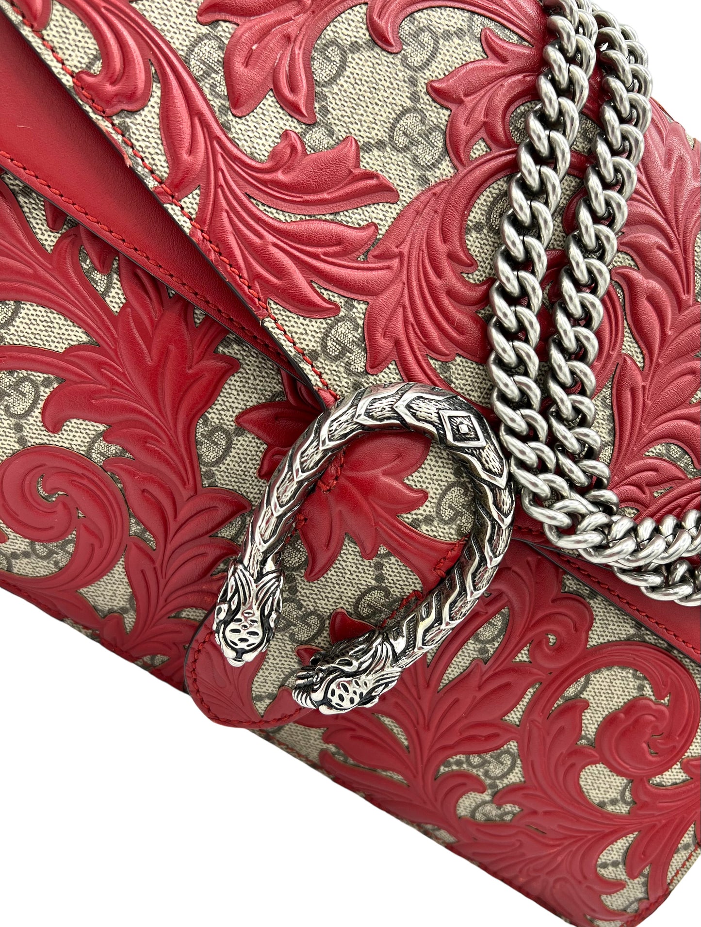 GUCCI SUPREME MONOGRAM ARABESQUE MEDIUM DIONYSUS SHOULDER BAG HIBISCUS RED1