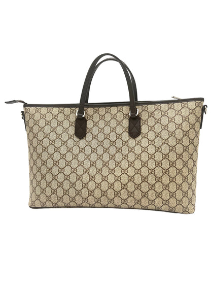 GUCCI SUPREME MONOGRAM ZIPPERED TOTE DARK BROWN