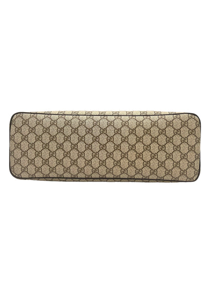 GUCCI SUPREME MONOGRAM ZIPPERED TOTE DARK BROWN