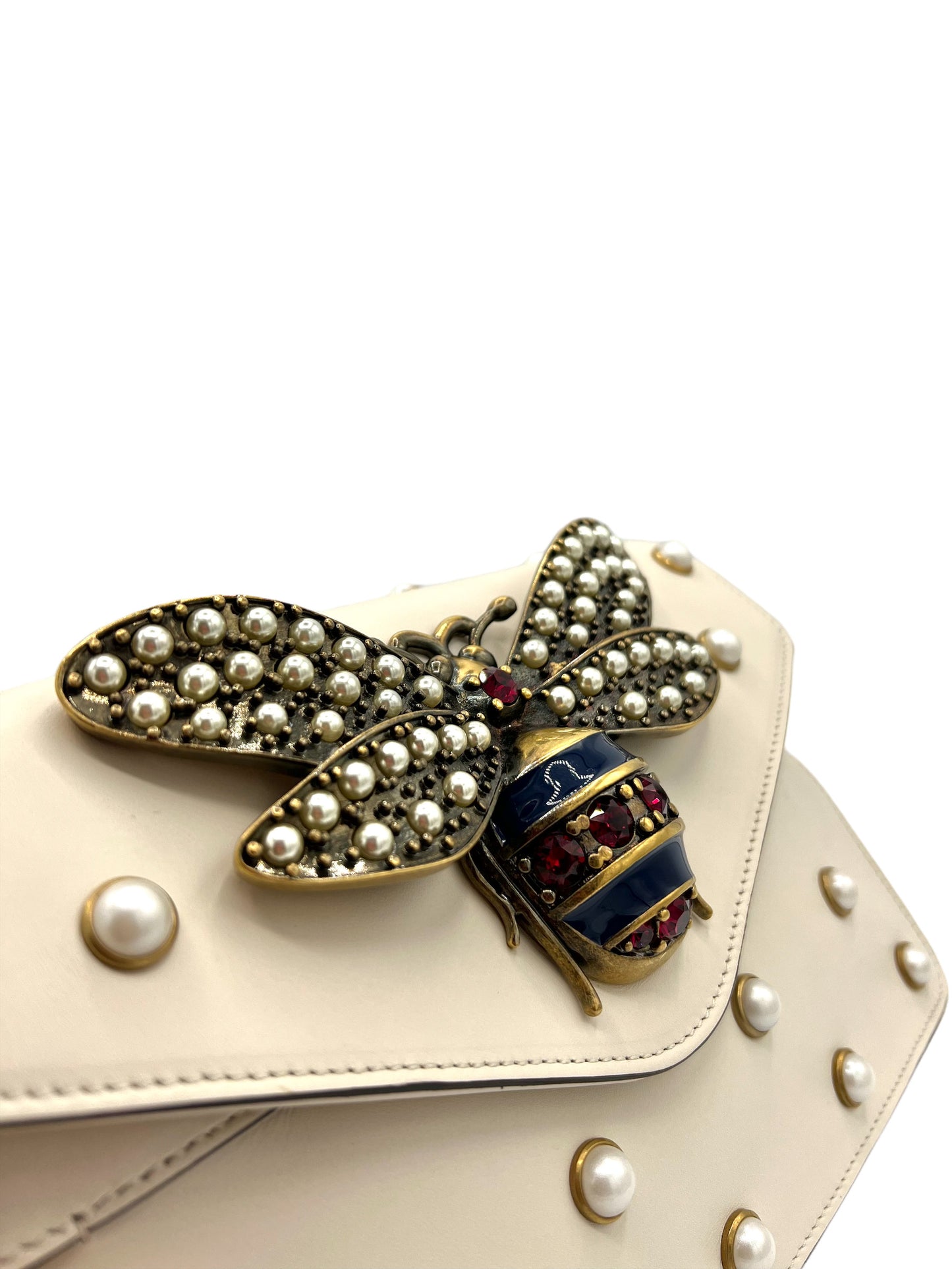 BOLSO DE HOMBRO GUCCI-BROADWAY PEARL BEE BLANCO