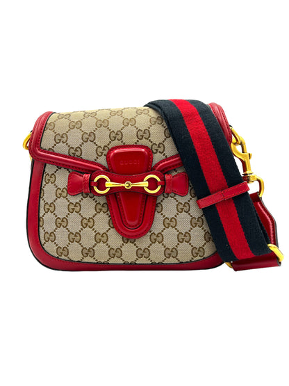 GUCCI-LADY WEB GG CANVAS MEDIUM BAG