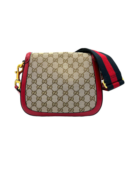 GUCCI-LADY WEB GG CANVAS MEDIUM BAG