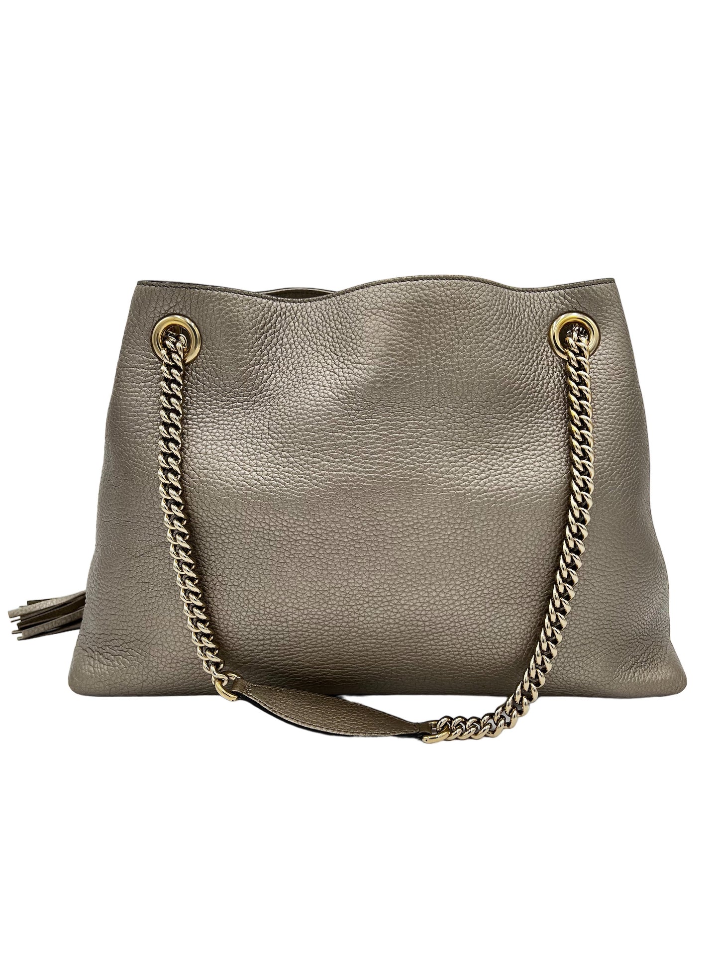 BOLSO DE HOMBRO SOHO CON CORREA DE CADENA PIEL MEDIANO GRIS