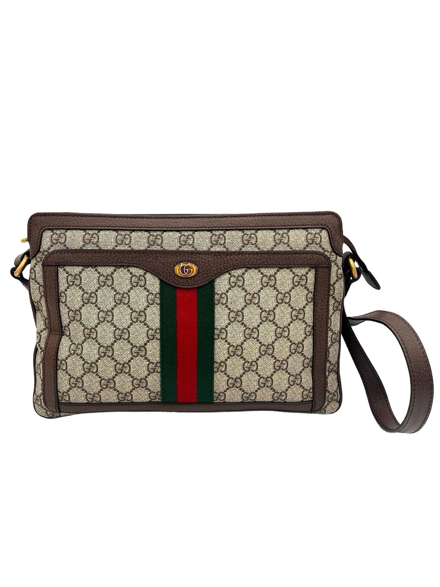 GUCCI WEB SHERRY LINE GG CANVAS SHOULDER BAG BEIGE