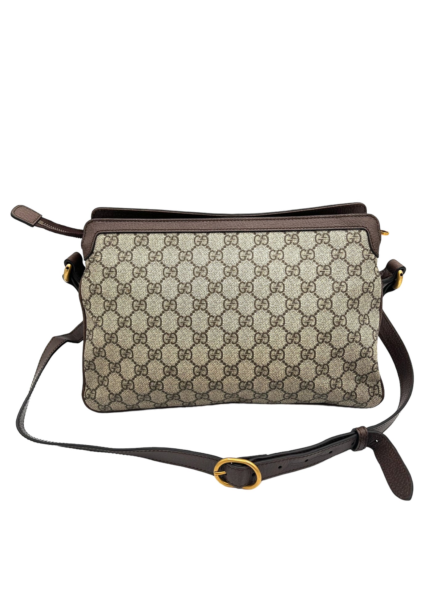 GUCCI WEB SHERRY LINE GG CANVAS SHOULDER BAG BEIGE