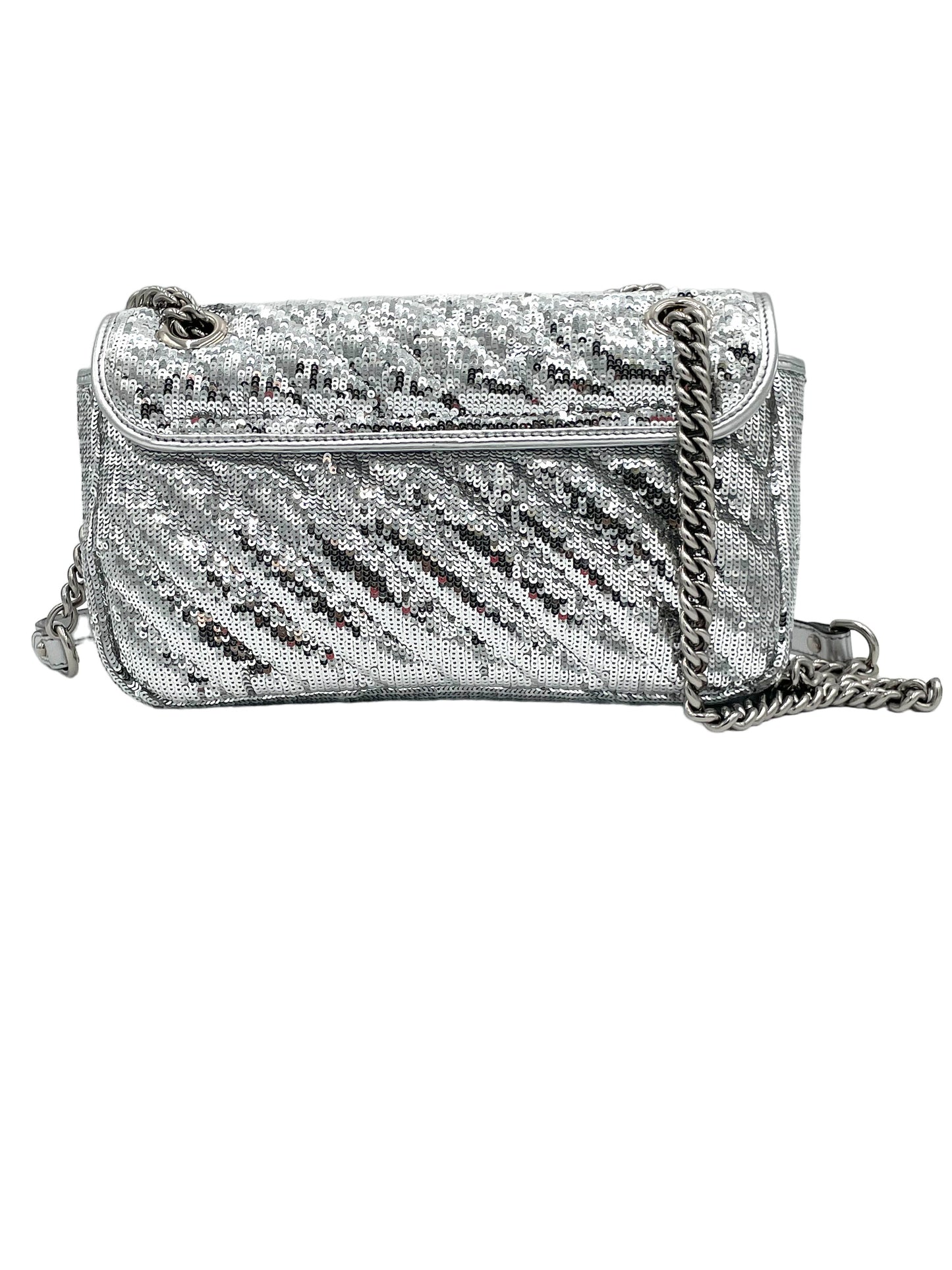 GUCCI- MARMONT SEQUIN MATELASSE SMALL SILVER