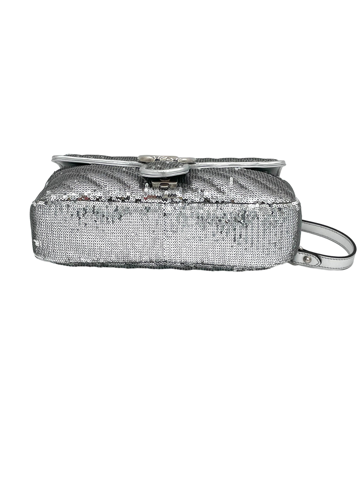 GUCCI- MARMONT SEQUIN MATELASSE SMALL SILVER