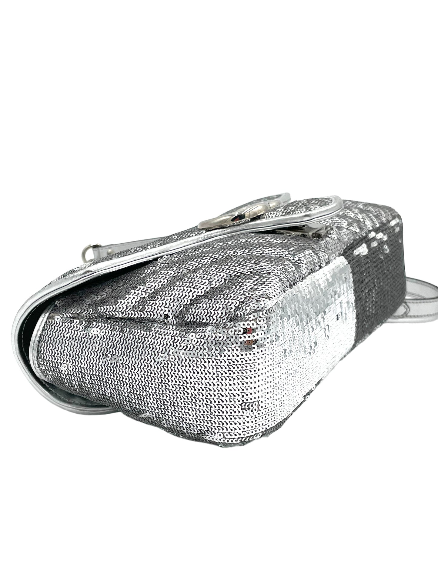 GUCCI- MARMONT SEQUIN MATELASSE SMALL SILVER