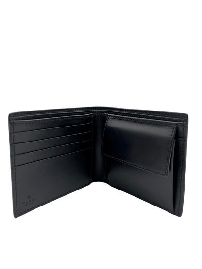 GUCCI GUCCISSIMA SIGNATURE DORIAN BI-FOLD WALLET NAVY WITH LOGO