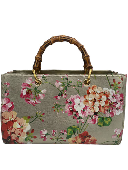 GUCCI BAMBOO SHOPPER BLOOMS LEATHER TOTE