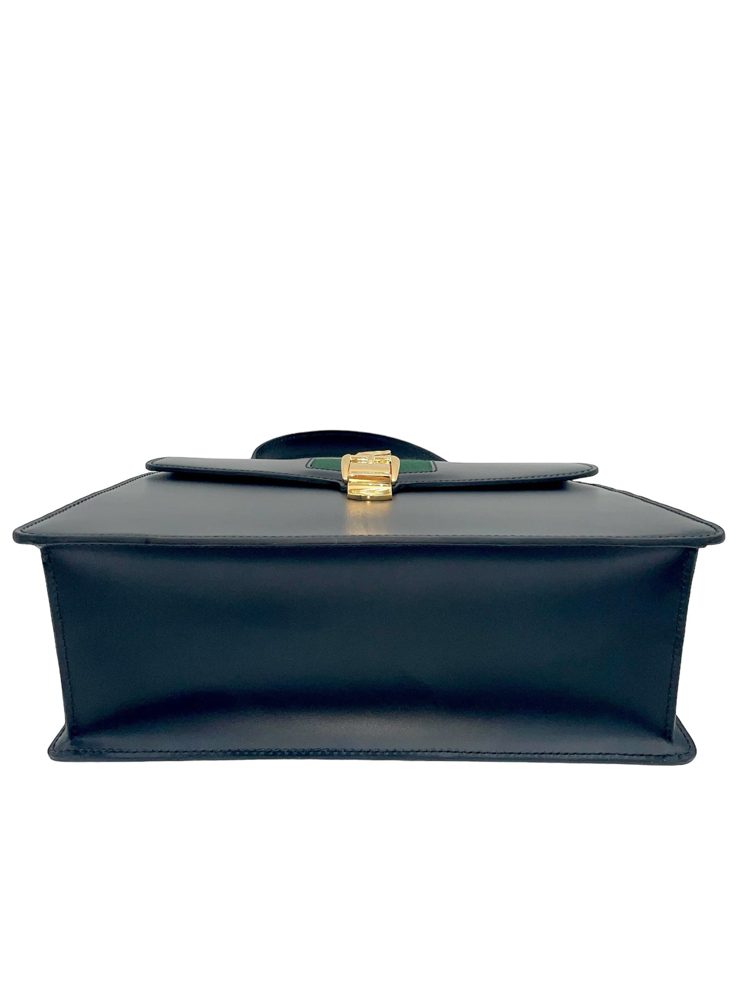 GUCCI BLACK LEATHER MEDIUM SYLVIE TOP HANDLE BAG