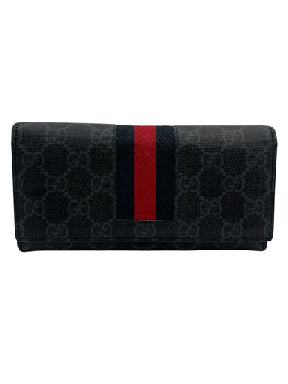 GUCCI GG SUPREME CANVAS LEATHER LONG WALLET