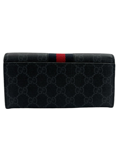 GUCCI GG SUPREME CANVAS LEATHER LONG WALLET