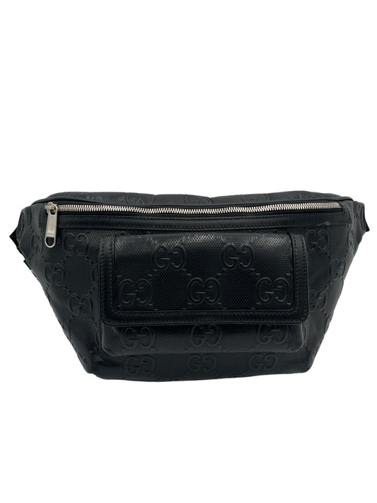 GUCCI FRONT POCKET BELT BAG GG EMBOSSED PERFORATED LEATHER