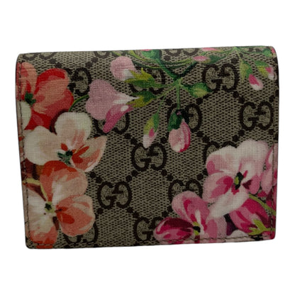 GUCCI BLOOMS PINK SUPREME CANVAS LEATHER FLAP WALLET