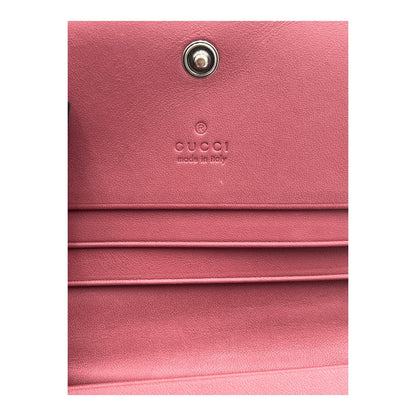 GUCCI BLOOMS PINK SUPREME CANVAS LEATHER FLAP WALLET