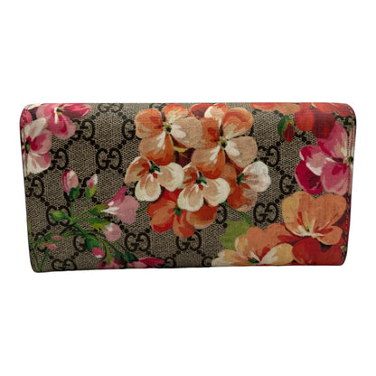 GUCCI GG BLOOMS LEATHER CONTINENTAL LONG WALLET