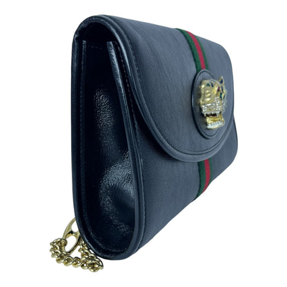 GUCCI RAJAH WEB CHAIN LEATHER SHOULDER BAG