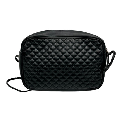 GUCCI CALFSKIN WEB TRAPUNTATA SMALL GG SHOULDER BAG BLACK