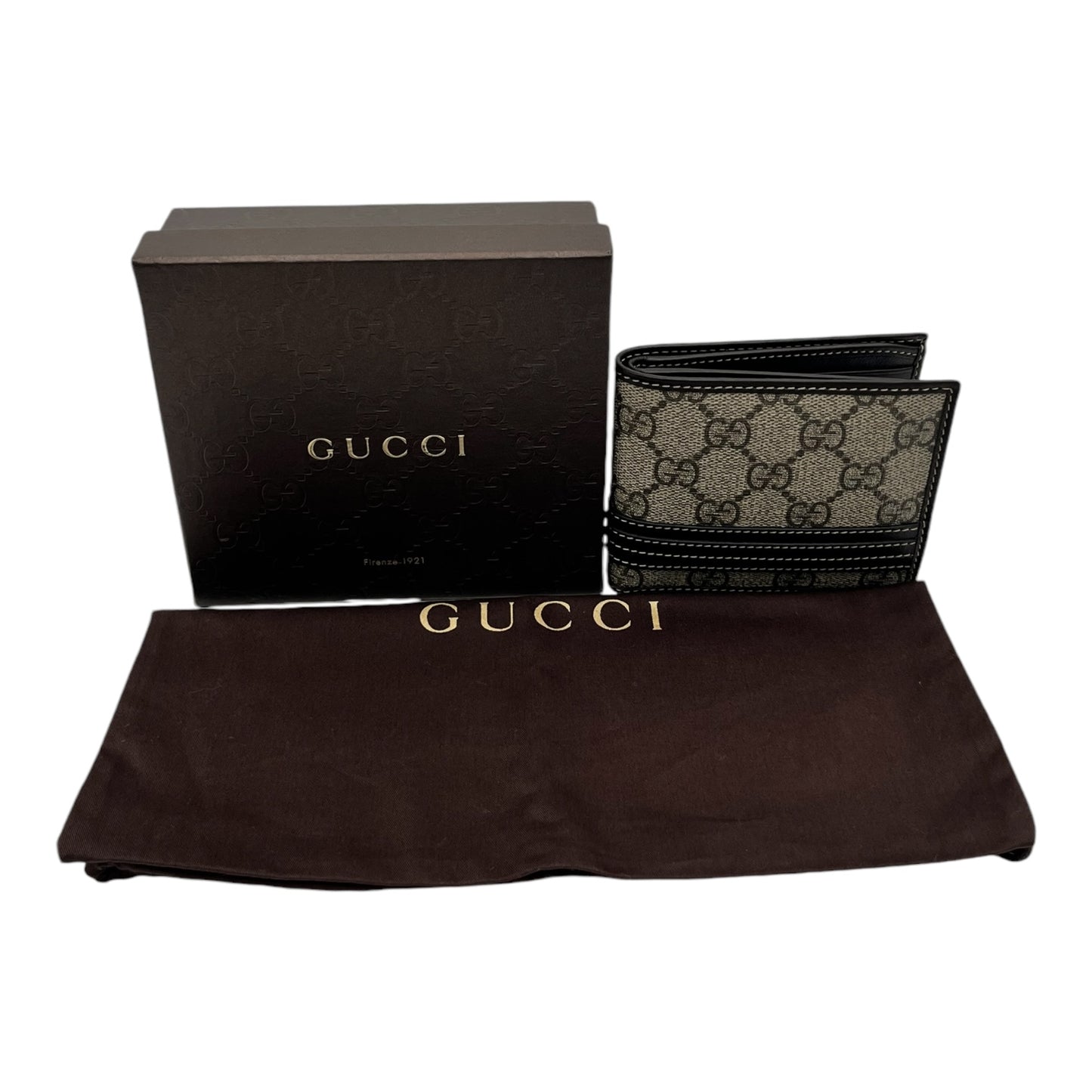 GUCCI SUPREME CANVAS LEATHER BIFOLD WALLET