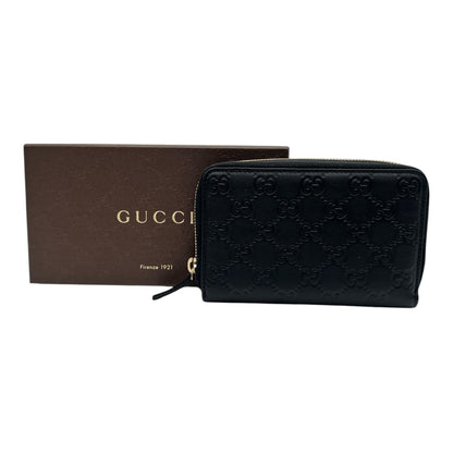 GUCCI GUCCISSIMA ZIP AROUND CARD CASE BLACK