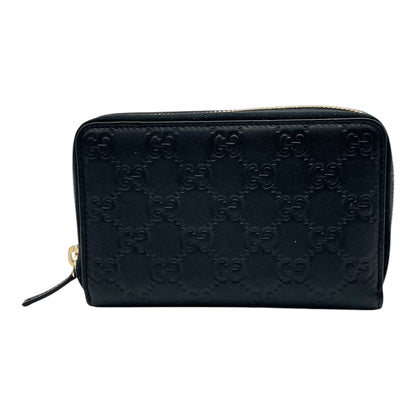 GUCCI GUCCISSIMA ZIP AROUND CARD CASE BLACK