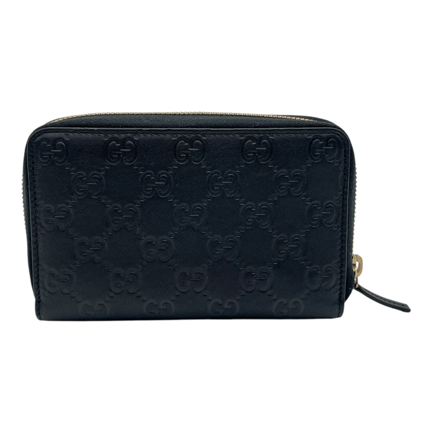 GUCCI GUCCISSIMA ZIP AROUND CARD CASE BLACK