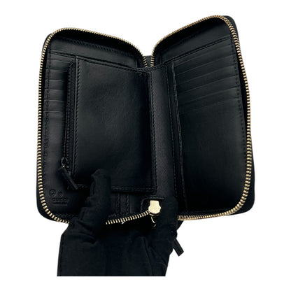 GUCCI GUCCISSIMA ZIP AROUND CARD CASE BLACK