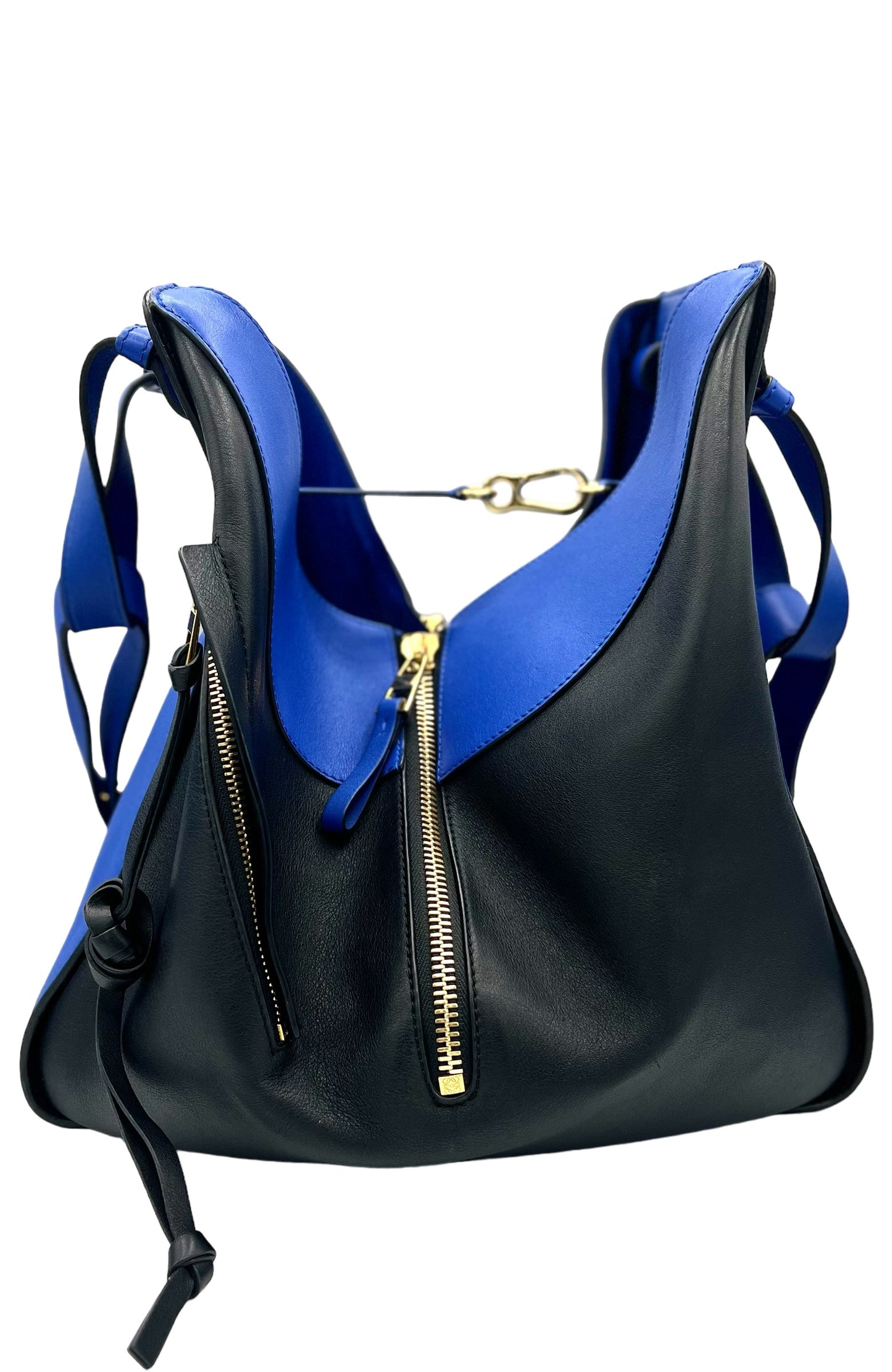 BOLSO DE MANO LOEWE HAMOCK DE PIEL EN AZUL Y NEGRO