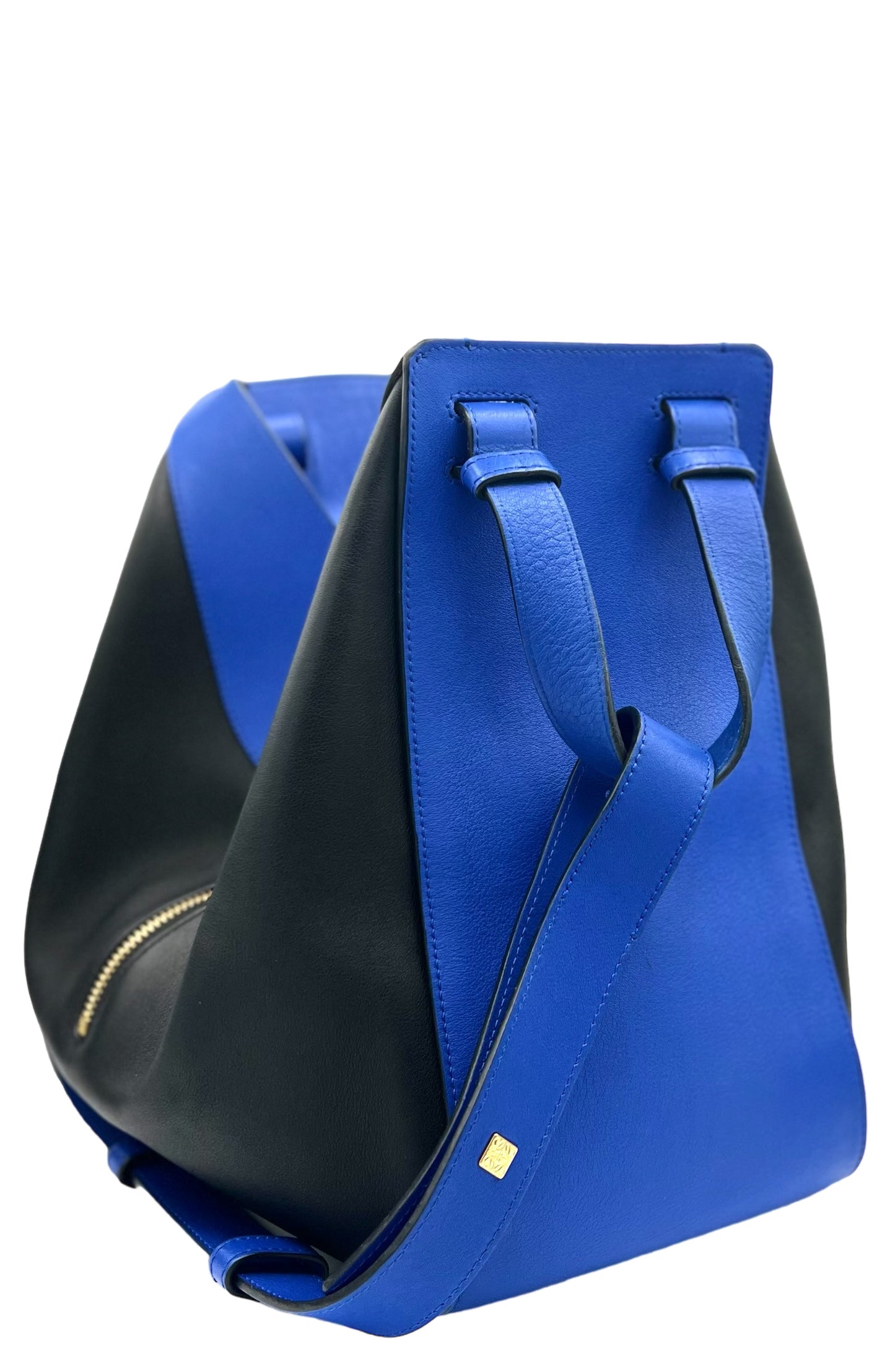 BOLSO DE MANO LOEWE HAMOCK DE PIEL EN AZUL Y NEGRO